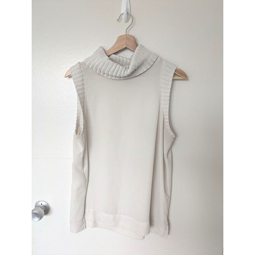 Juicy Couture Y2K Ivory Turtleneck Sleeveless Top Sz L